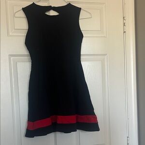 Black Dress with Red Accents